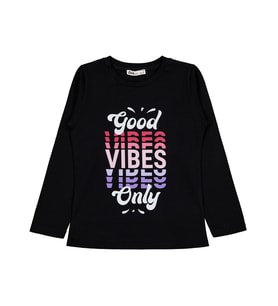 Civil Girls Good Vibes Only Baskılı 6-9 Yaş Sweatshirt - Siyah