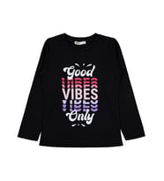 Civil Girls Good Vibes Only Baskılı 6-9 Yaş Sweatshirt - Siyah