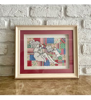 Seretamin Handmade Kediyle Kitap Okuyan Kız Kanaviçe Nakışlı Tablo