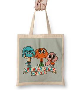 Gumball Darwin Anais No Evil Bez Çanta Uzun Saplı