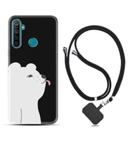 Realme 5i 5 Pro 6i 7 Pro 8 Kılıf Boyun Askılı Silikon Panda Sevimli 1738