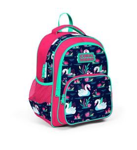 Coral High Kids Neon Mercan Lacivert Kuğu Desenli Üç Bölmeli Okul Sırt Çantası 23402