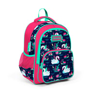 Coral High Kids Neon Mercan Lacivert Kuğu Desenli Üç Bölmeli Okul Sırt Çantası 23402