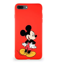 Apple iPhone 7 Plus Soft Premier Kapak Mickey Mouse-D Tasarımlı Silikon Kılıf - Kırmızı (Şeffaf)