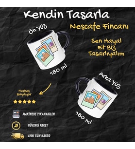 Kişiye Özel Nescafe Fincanı – 180 ml (Fotoğraflı) (Siyah Beyaz)
