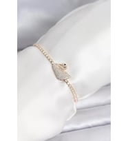 Kuğu Model Zirkon Taşlı Gold Renk Asansörlü Su Yolu Bileklik - TJ-BB8246