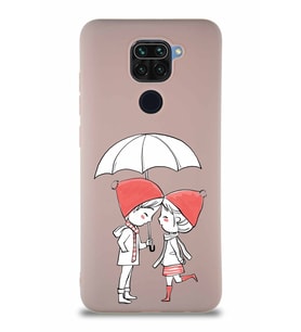 Xiaomi Redmi Note 9 Soft Premier Kapak Aşk Tasarımlı Silikon Kılıf - Pudra (Şeffaf)