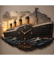 Twistiyf Titanic Temalı Dekoratif Ahşap Duvar Saati – Nostaljik & Modern Salon, Ofis ve Çalışma Odası Duvar