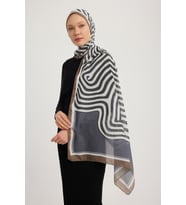 Schaless Yaşam İzi - Kahverengi - Efilia Desenli Şal - 70x190 Cm (Siyah)
