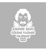 Müslüm Gürses Silüet Araba Sticker siyah 15x20 CM (Beyaz)
