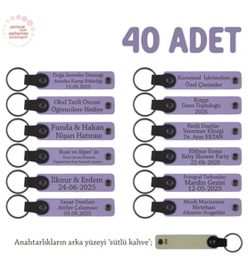Lise Sınıflarına Çok Anlamlı Ve Özel Mezuniyet Hatırası 40'lı Set, Anı Anahtarlığı, Mor & S Kahve