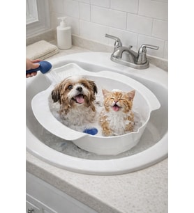 Pet Yıkama Küveti Tahliye Kapaklı Köpek Kedi Banyo Küveti Küçük Irk Evcil Hayvan Yıkama Lavabosu