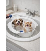 Pet Yıkama Küveti Tahliye Kapaklı Köpek Kedi Banyo Küveti Küçük Irk Evcil Hayvan Yıkama Lavabosu