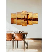 Deniz ve Rüzgar Gülü 5 Parçalı Mdf Tablo 60 x 100