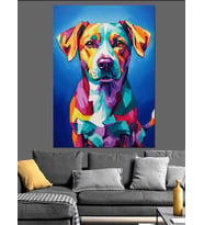 Renkli Köpek Pop Art Dekoratif Kanvas - Mdf Ahşap Tablo