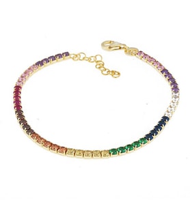 Masaliko Rainbow Gümüş Bileklik SB1258, Suyolu Gümüş Kadın Bileklik, Altın Kaplama (Rose)