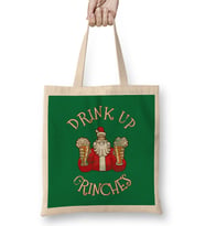 Drink Up Grinches Distressed Funny Christmas Bez Çanta Uzun Saplı