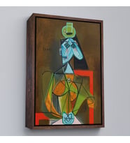 Çerçeveli Pablo Picasso - Dora Maar'ın En Güzel Asil Tablosu (Kahverengi)
