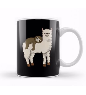 Sloth Riding Llama Adorable Fluffy Lama & Sloth Kupa Bardak Porselen