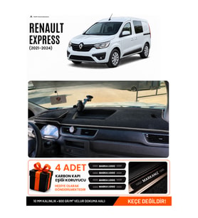 RENAULT EXPRESS (2021-2024) Uyumlu Torpido Örtüsü Torpido Kılıfı - Siyah Gri