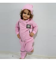 MODAVALS 3 İP ARMALI 3 PARÇA KIZ ÇOCUK EŞOFMAN TAKIMI - PEMBE