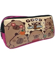 Good Lock Yazılı Capybara Desenli Çift Gözlü Kalemlik – Aksesuar Çantası