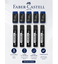 0,7 Uç 5 Adet Orta Boy Sınav Silgisi 5 Adet Faber-Castell Set