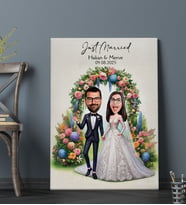 BK Gift Kişiye Özel Evleniyoruz Karikatürlü Kanvas Tablo-1, Sevgiliye Hediye, Sevgililer Günü Hediyesi
