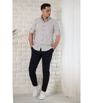 ADVANTE YAKA DÜĞMELİ DOKULU SLİMFİT ERKEK GÖMLEK (Gri)