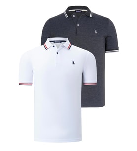 İKİLİ SET T8594 DEWBERRY ERKEK T-SHIRT-BEYAZ-ANTRASİT (Beyaz - Antrasit)