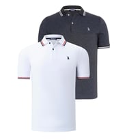 İKİLİ SET T8594 DEWBERRY ERKEK T-SHIRT-BEYAZ-ANTRASİT (Beyaz - Antrasit)