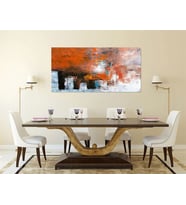 Tablolife Orange Paper Yağlı Boya Dokulu Tablo 90X120,Çerçeve;Gümüş