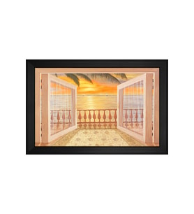 Manzara Temalı Kanvas Tablo 50 x 70 cm Siyah Çerçeve