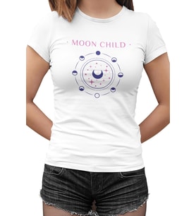Moon Phases Beyaz Bayan Tshirt