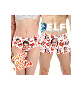 Kişiye Özel Sevgili Çift Boxer + Külot Baskılı