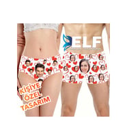 Kişiye Özel Sevgili Çift Boxer + Külot Baskılı (Standart)