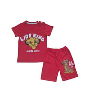 Lion Şort T-shirt Bebek Çocuk Yazlık Takım (Kırmızı)