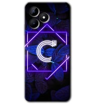 Realme C53 Kılıf HD Desen Baskılı Kılıf - Dark Neon Yaprak C Harfi