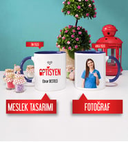 Optisyen Kupa Bardak Lacivert Fotoğraflı