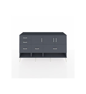 Kronos Konsol 3 Raflı 5 Çekmeceli 3 Kapaklı 176x59x99 Antrasit-Antrasit