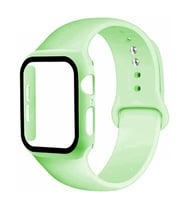 ALLY Apple Watch 4-5-6 44mm Silikon Kordon Kayış ve Ekran Koruyucu Kılıf AÇIK YEŞİL