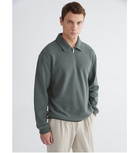 LCW Vision Yeşil Polo Yaka Erkek Sweatshirt