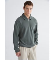 LCW Vision Yeşil Polo Yaka Erkek Sweatshirt