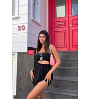 2'li Bustiyerli Siyah Alt Üst Şort Takım