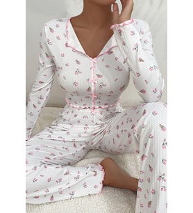 Merry See Baskılı Özel Kumaş Pijama Takımı