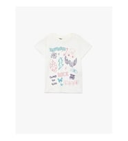 Koton Baskılı Ekru Kız Çocuk T-Shirt 6SKG10040AK