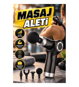 Mini Masaj Tabancası 4 Başlık 6 Hız Seviyeli Type-C Şarjlı Taşınabilir Masaj Cihazı