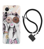 Xiaomi 12 Lite Kılıf Resimli Boyun Askılı İpli Desenli Silikon Donut Girl 1408