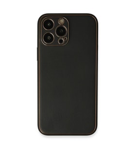 Apple İphone 13 Pro Max Kılıf Coco Deri Silikon Kapak - Siyah