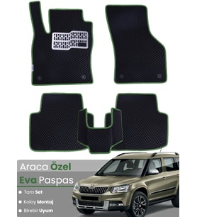 SKODA YETİ (2009-2017) Uyumlu EVA Paspas Tam Set–Oto Paspas,Araca Özel,Kolay Montaj